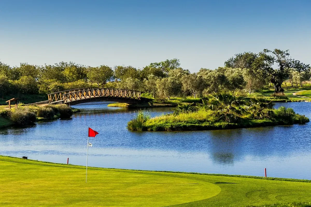 Quinta da Ria – green vid vattnet med träbron i bakgrunden